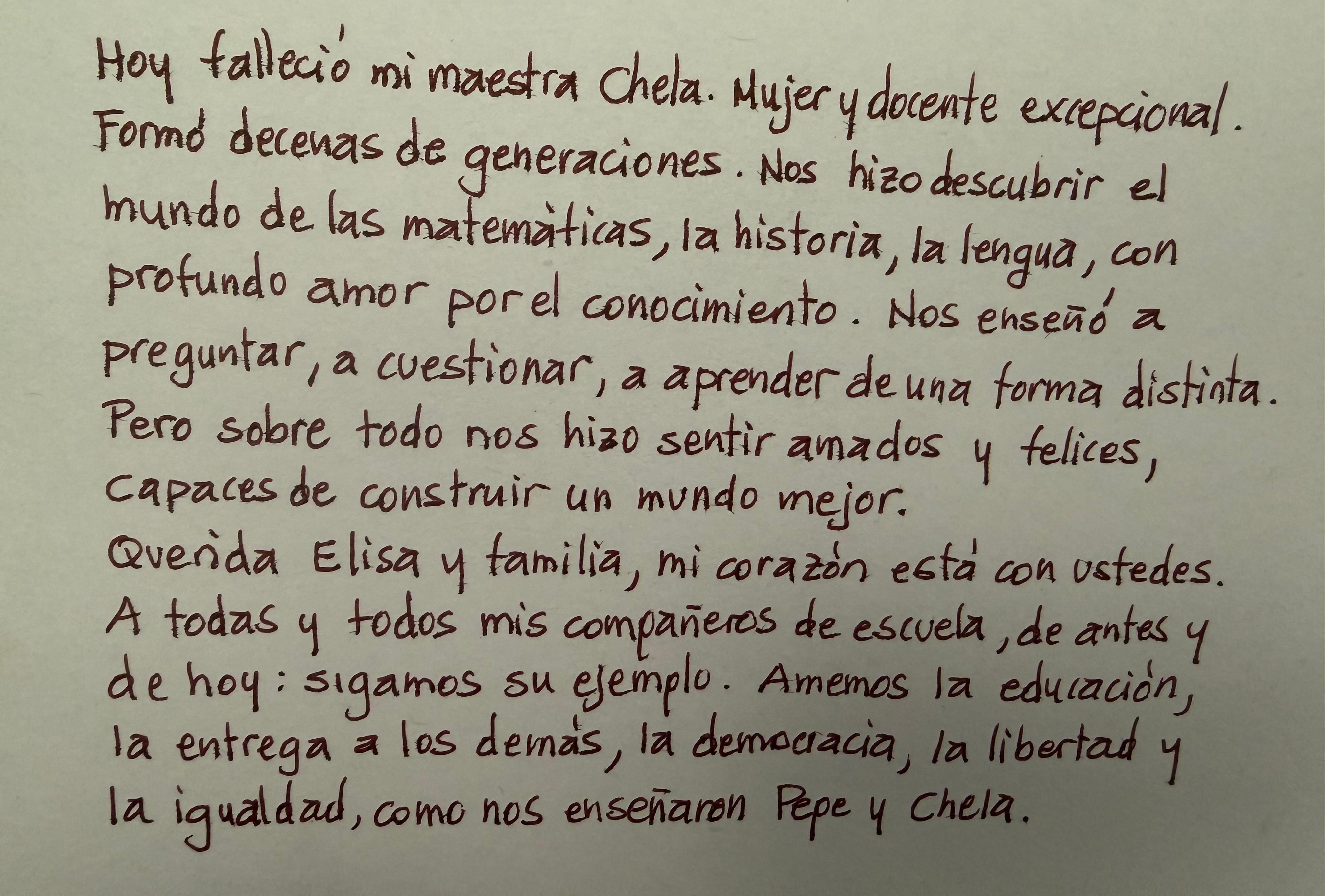 Graciela González de Tapia, maestra de Claudia Sheinbaum