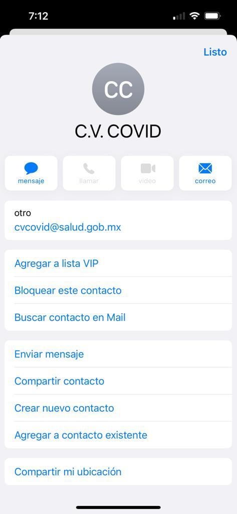 Correo falso para certificado de vacunación
