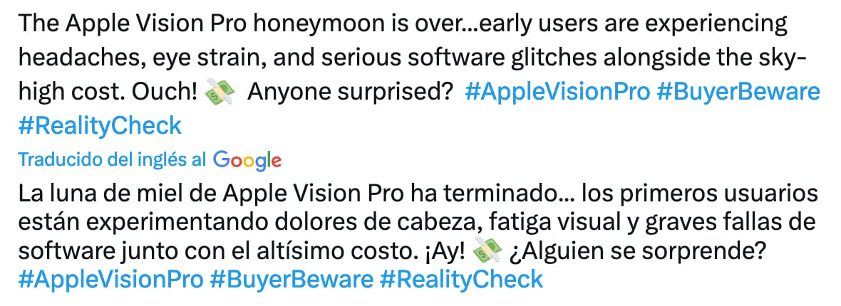 Problemas con el Apple Vision Pro
