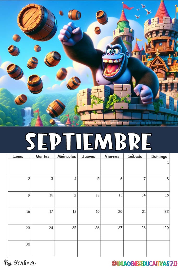 Calendario de Mario Bros 2024: Plantilla para editar e imprimir