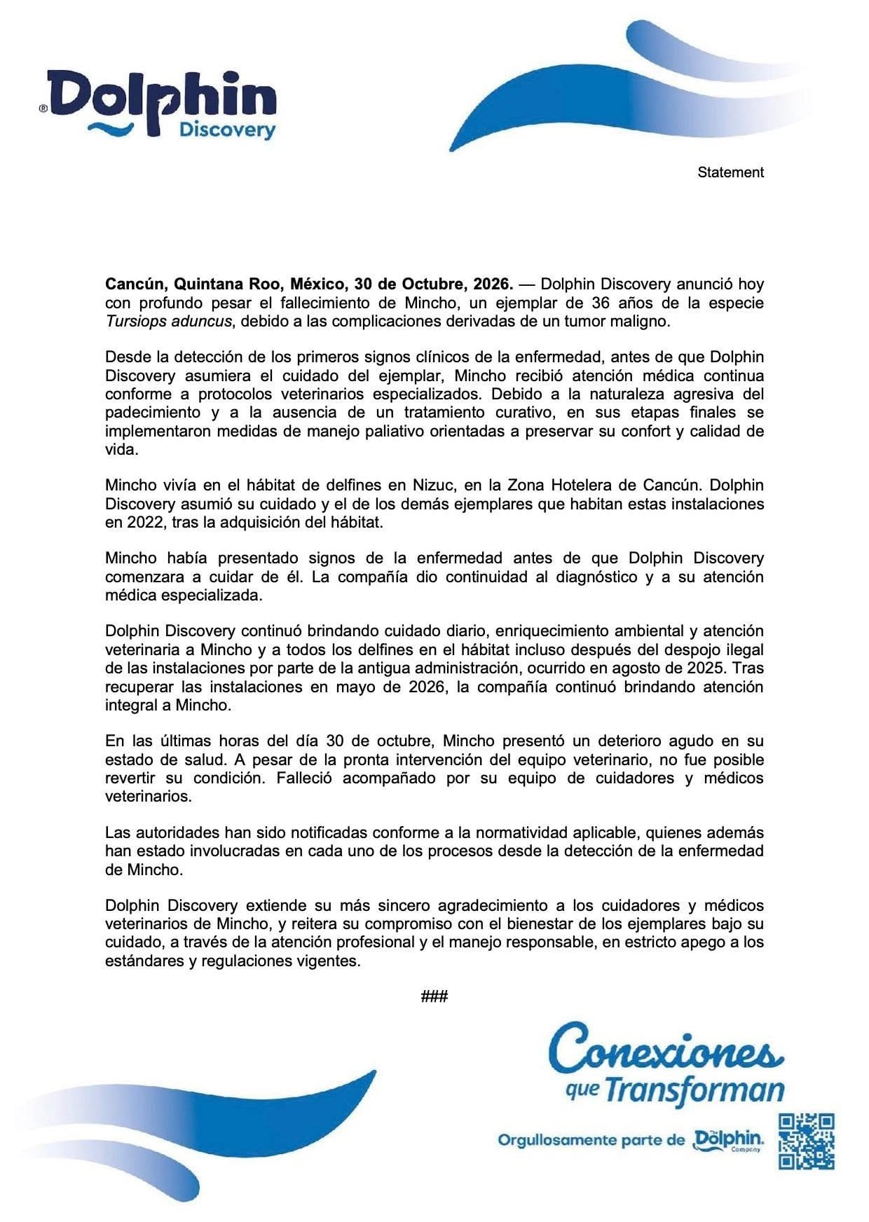 Murió Mincho, el delfín cuya historia impulsó una ley contra espectáculos marinos