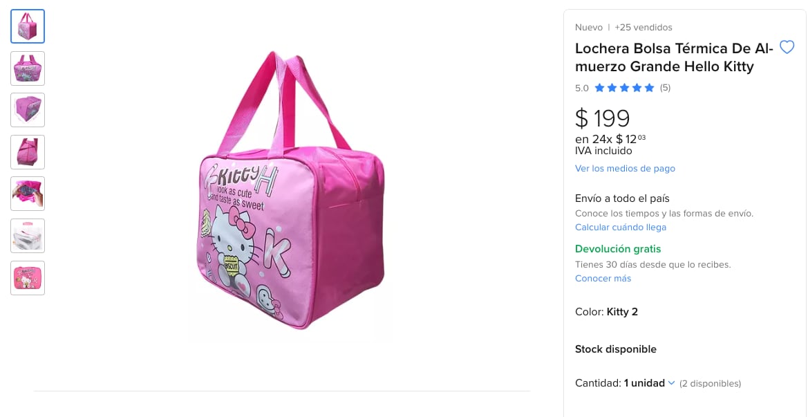 Lonchera de Hello Kitty en Mercado Libre