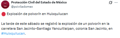 Muere una persona por explosión de polvorín ilegal en Huixquilucan