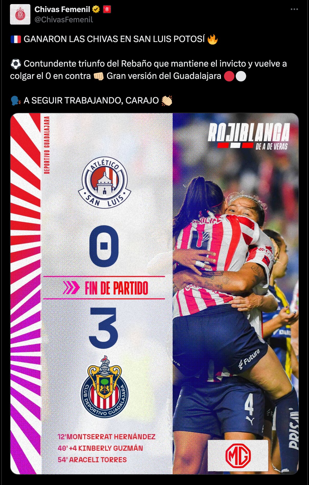 Victoria de Chivas en la Liga MX Femenil.