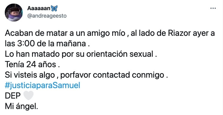 Denucian asesinato de Samuel Luiz