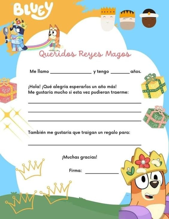 Carta para los Reyes Magos de Bluey