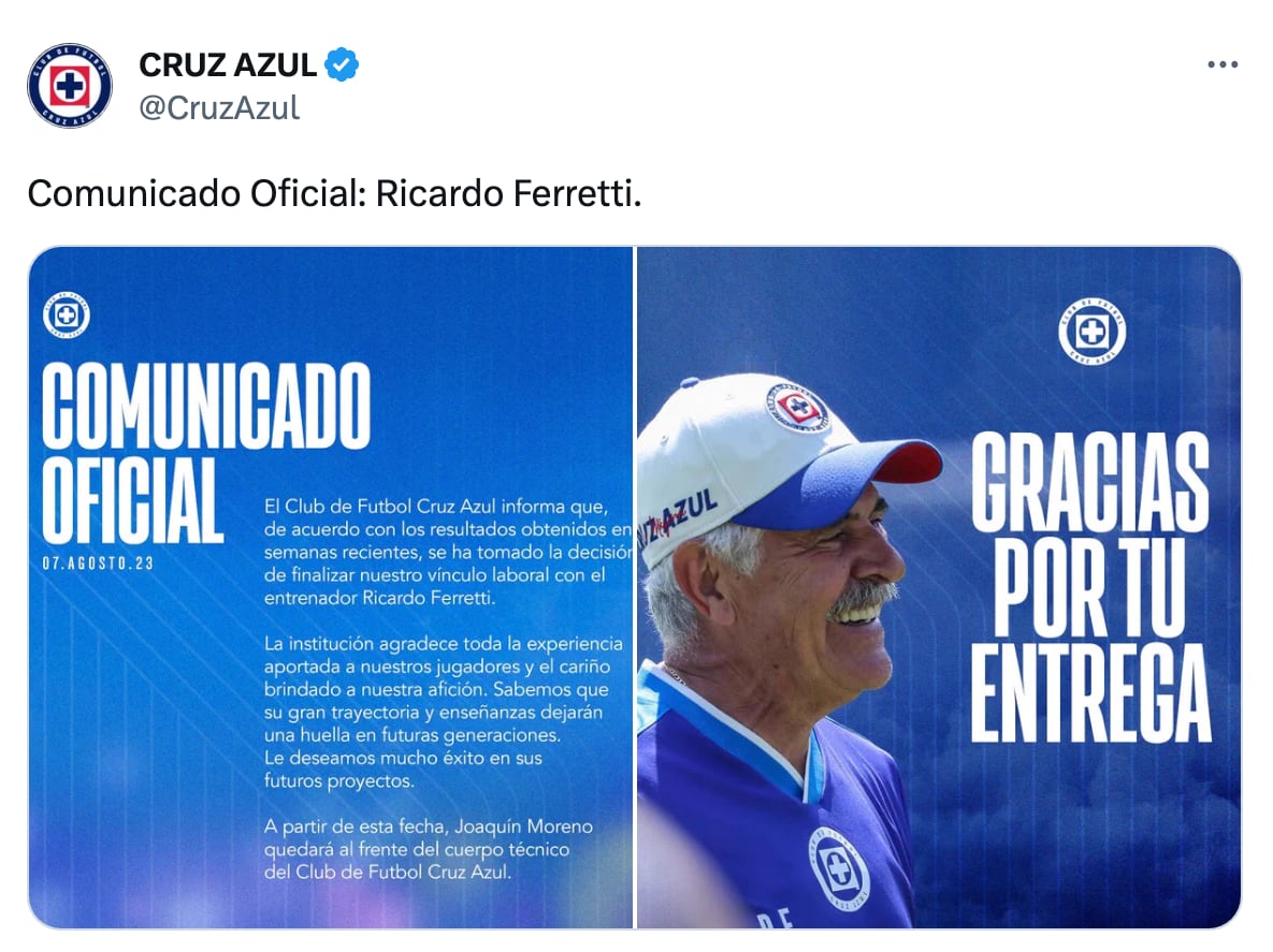Despiden al Tuca Ferretti
