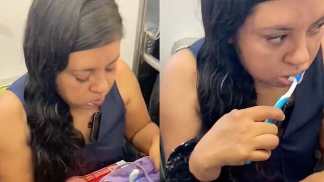 Se lava los dientes en el Metro CDMX