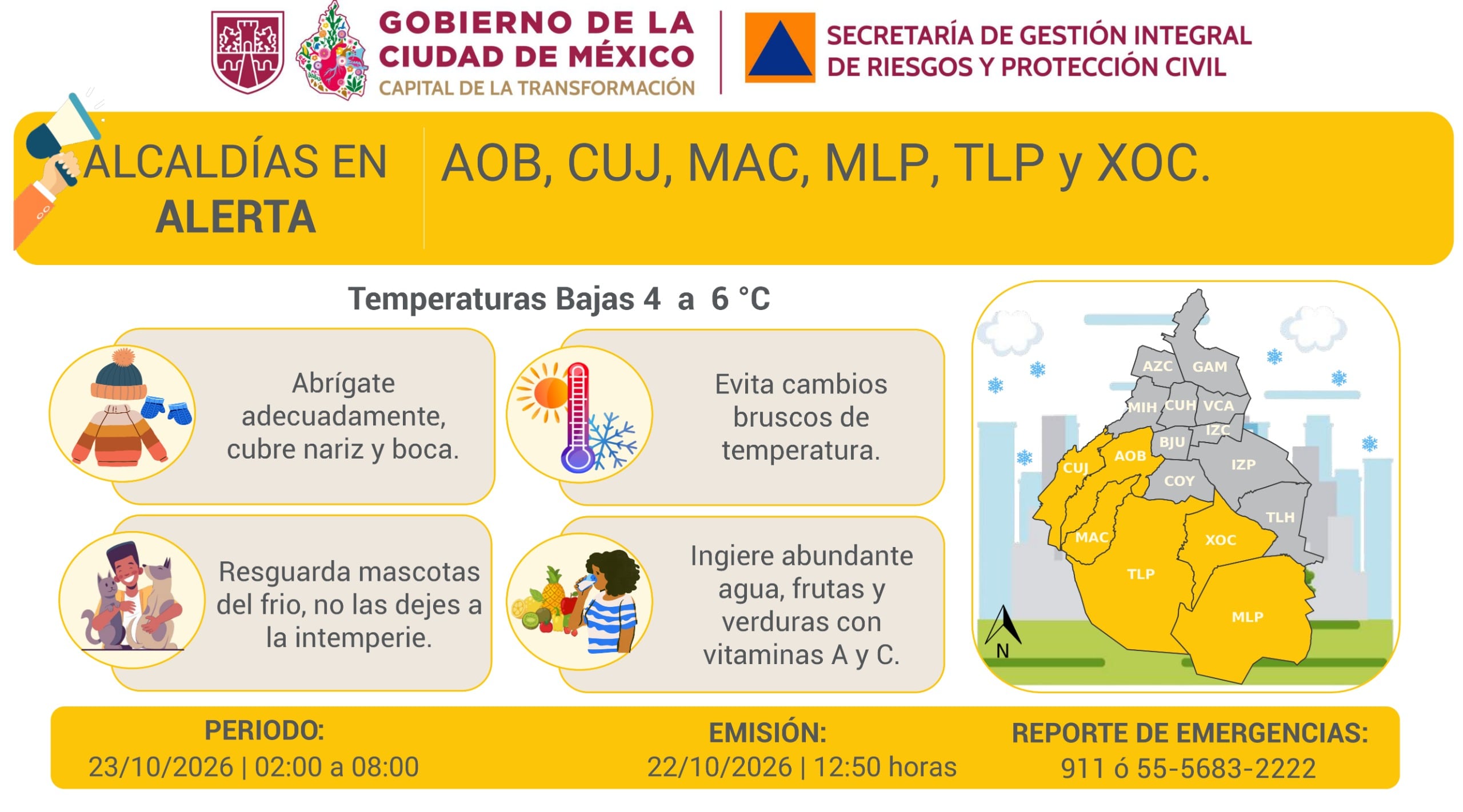 Mañana fría en CDMX: activan Alerta Amarilla en seis alcaldías para este viernes