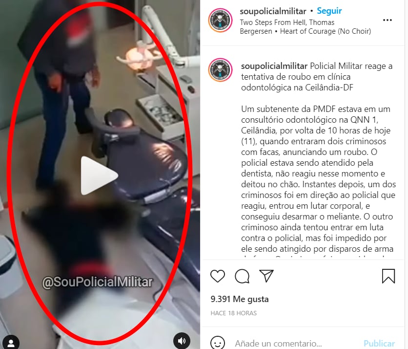 VIDEO un policía militar de Brasil evita asalto en consultorio dental