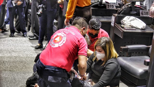 Lilia Aguilar se cayó en la Cámara de Diputados