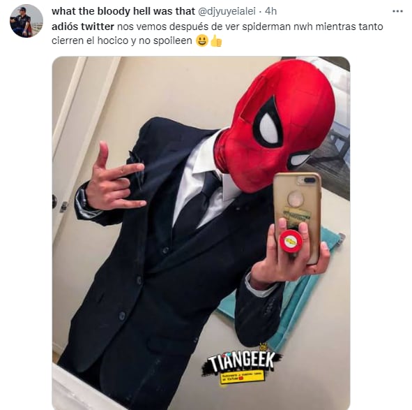 Memes de usuarios diciendo "Adiós a Twitter para evitar spoilers de ‘Spider-Man: No Way Home’
