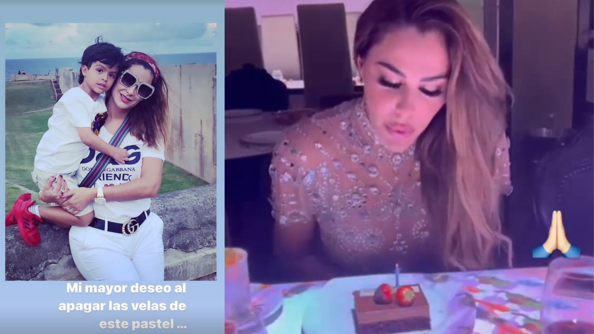 Ninel Conde con su hijo Emmanuel y luego soplando su pastel; desea verlo.