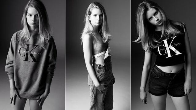 Lottie Moss possa para la firma Calvin Klein.
