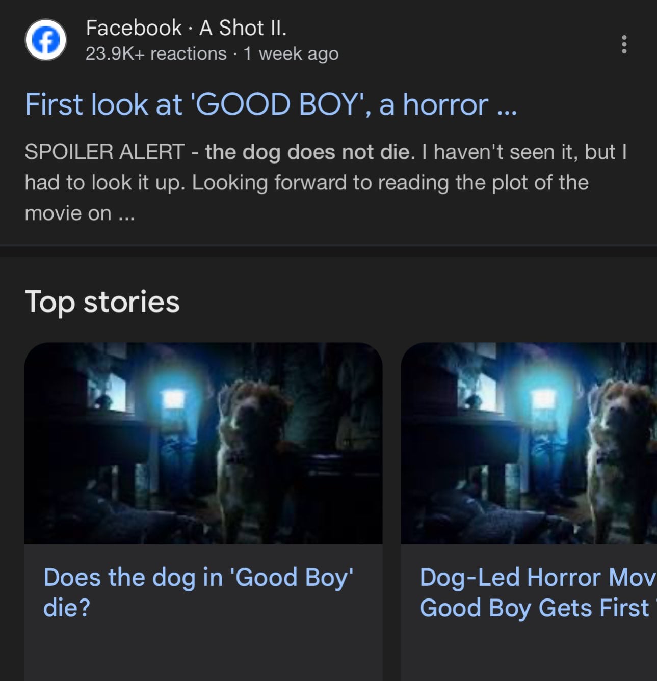 La pregunta de "¿El perro de Good Boy muere?" aumentó en Google