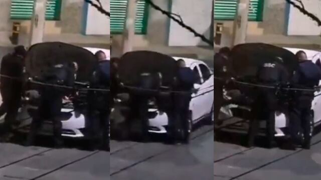 Captura de video de policías presuntamente robando autopartes en la CDMX
