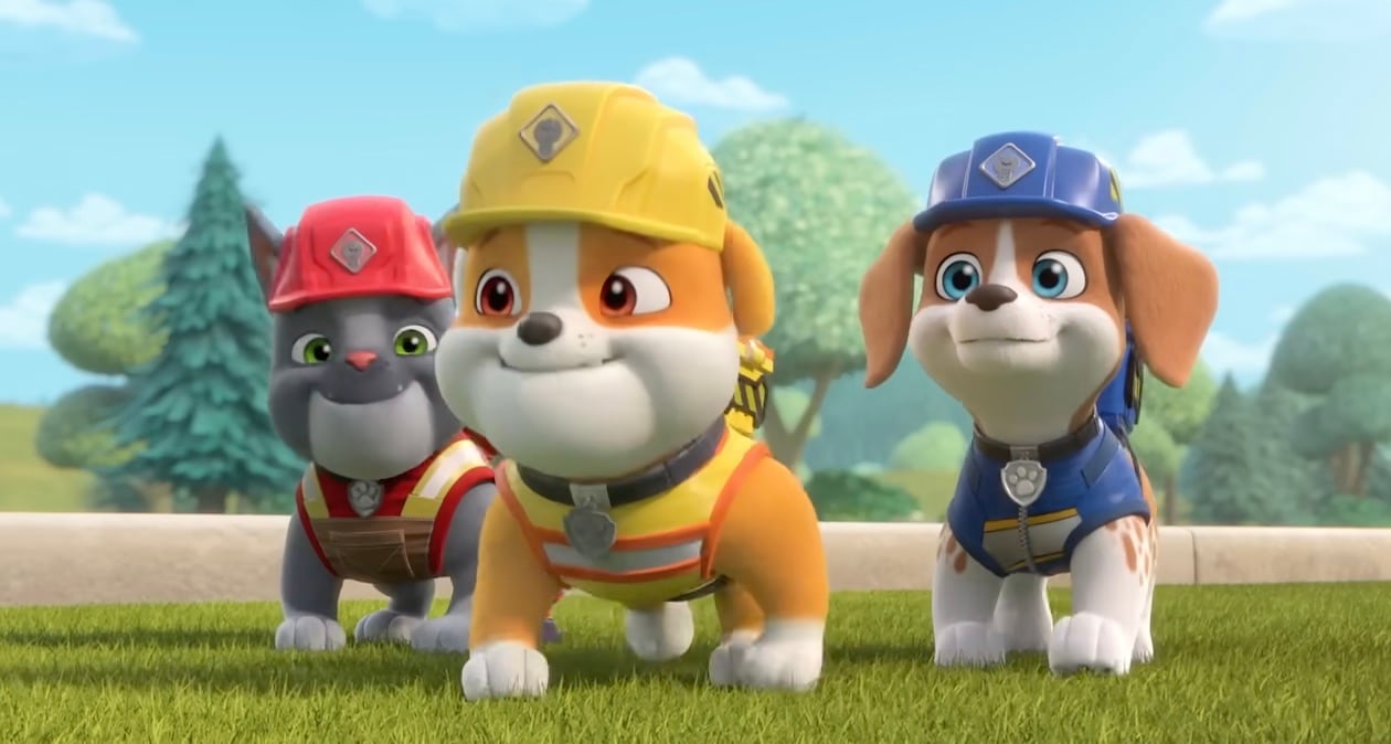 Rubble y Equipo de Paw Patrol por Día de la Toalla