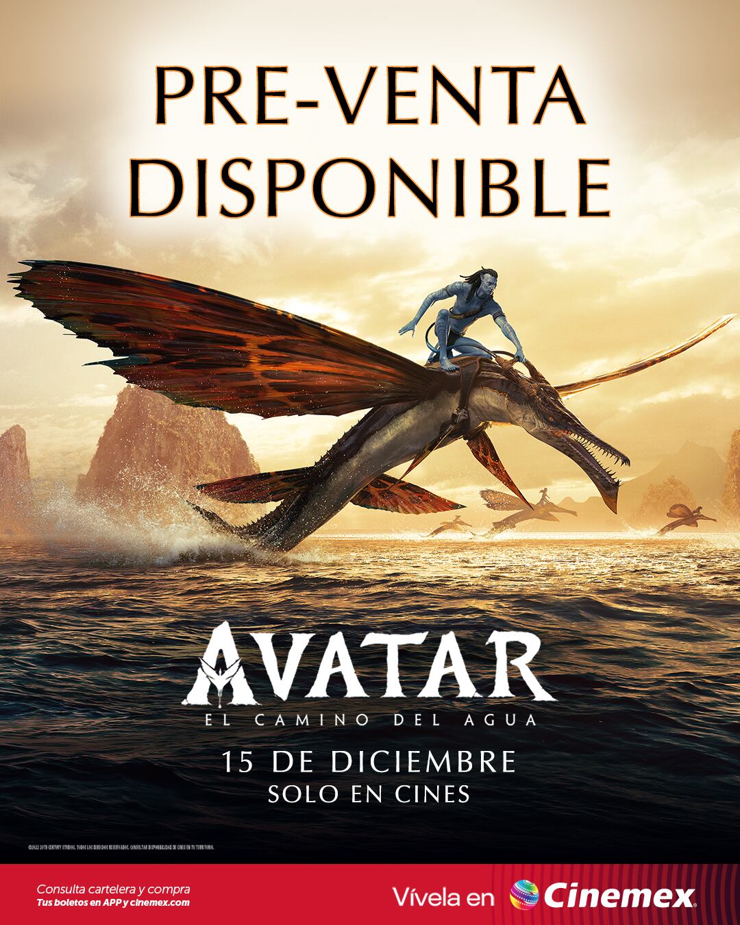Cartel preventa Avatar 2 en Cinemex