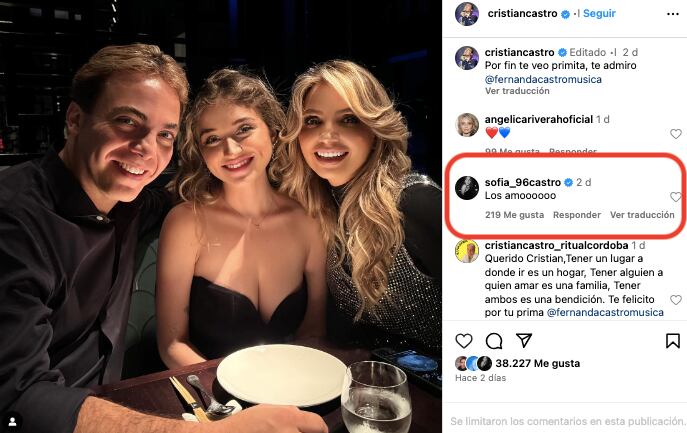 Cristian Castro, Angélica Rivera y Fernanda Castro