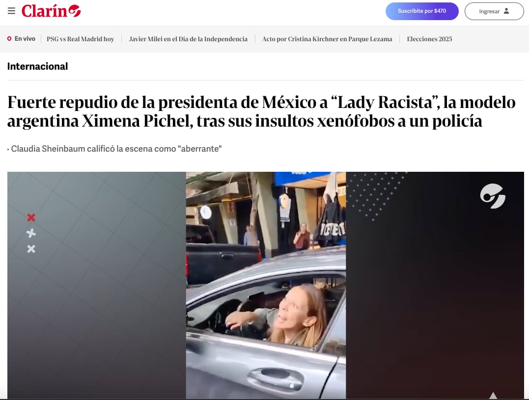 Medios argentinos reportan caso de Lady Racista, Ximena Pichel