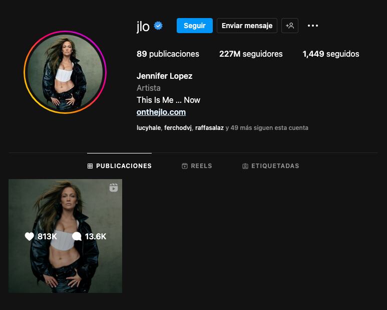 Jennifer Lopez promociona su nuevo álbum borrando todo de su Instagram