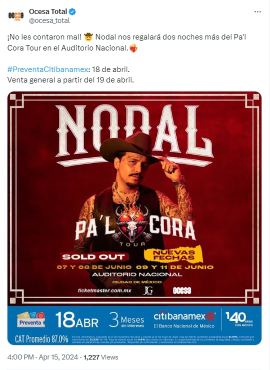 Nuevas fechas de Christian Nodal en concierto