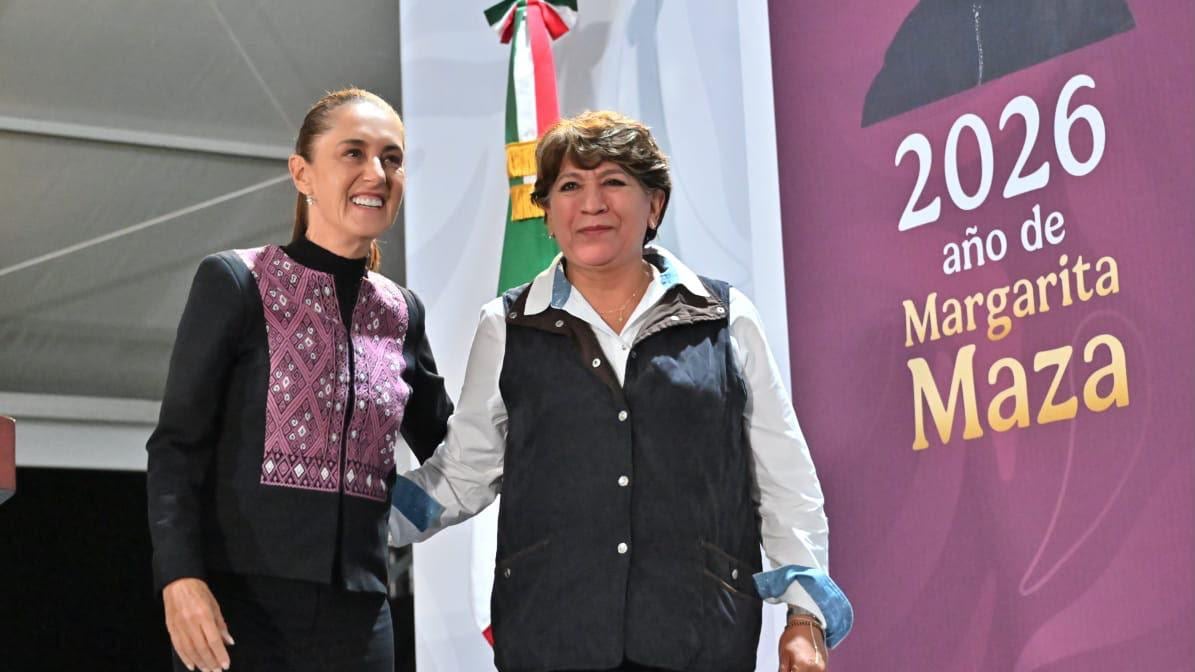 Claudia Sheinbaum y Delfina Gómez anuncian programa de bacheo para el Edomex