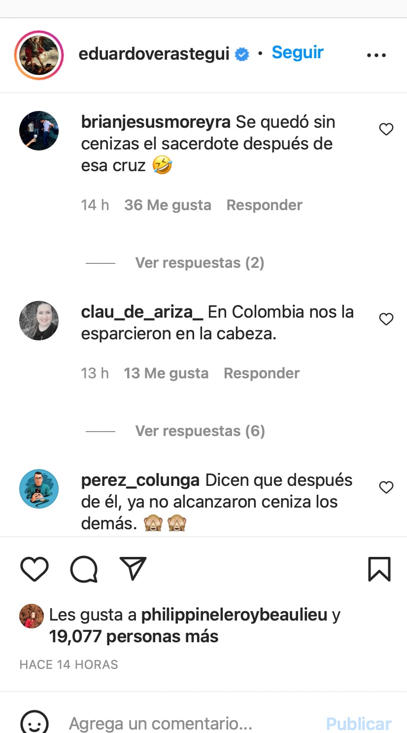 Se burlan de Eduardo Verástegui por su crucezota de ceniza en la frente