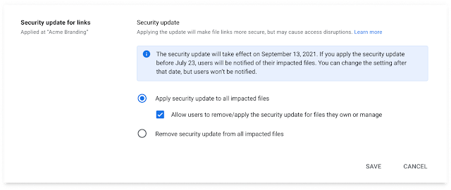Confuguración de la actualización de Google Drive