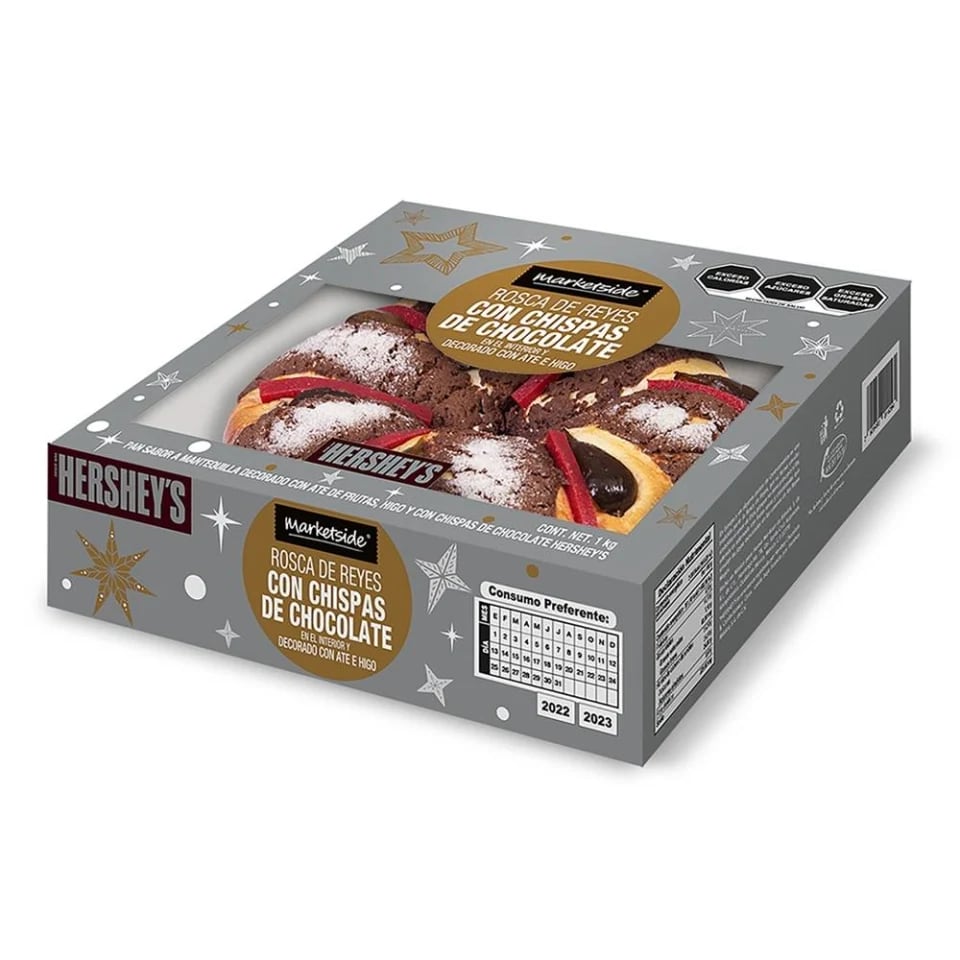 Rosca de Reyes con chispas de Hershey's en Walmart.