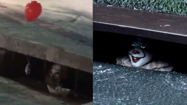 Un payaso Pennywise aterroriza desde una alcantarilla en Nuevo Laredo