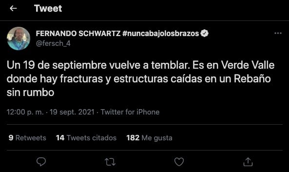 Tuit de Fernando Schwartz