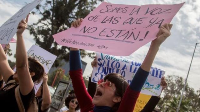 Protesta contra feminicidios en México.