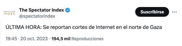 Reportan cortes de internet en Gaza