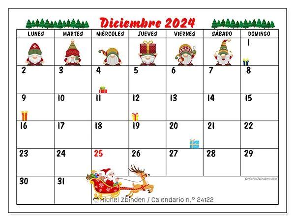 Calendario diciembre 2024 para imprimir