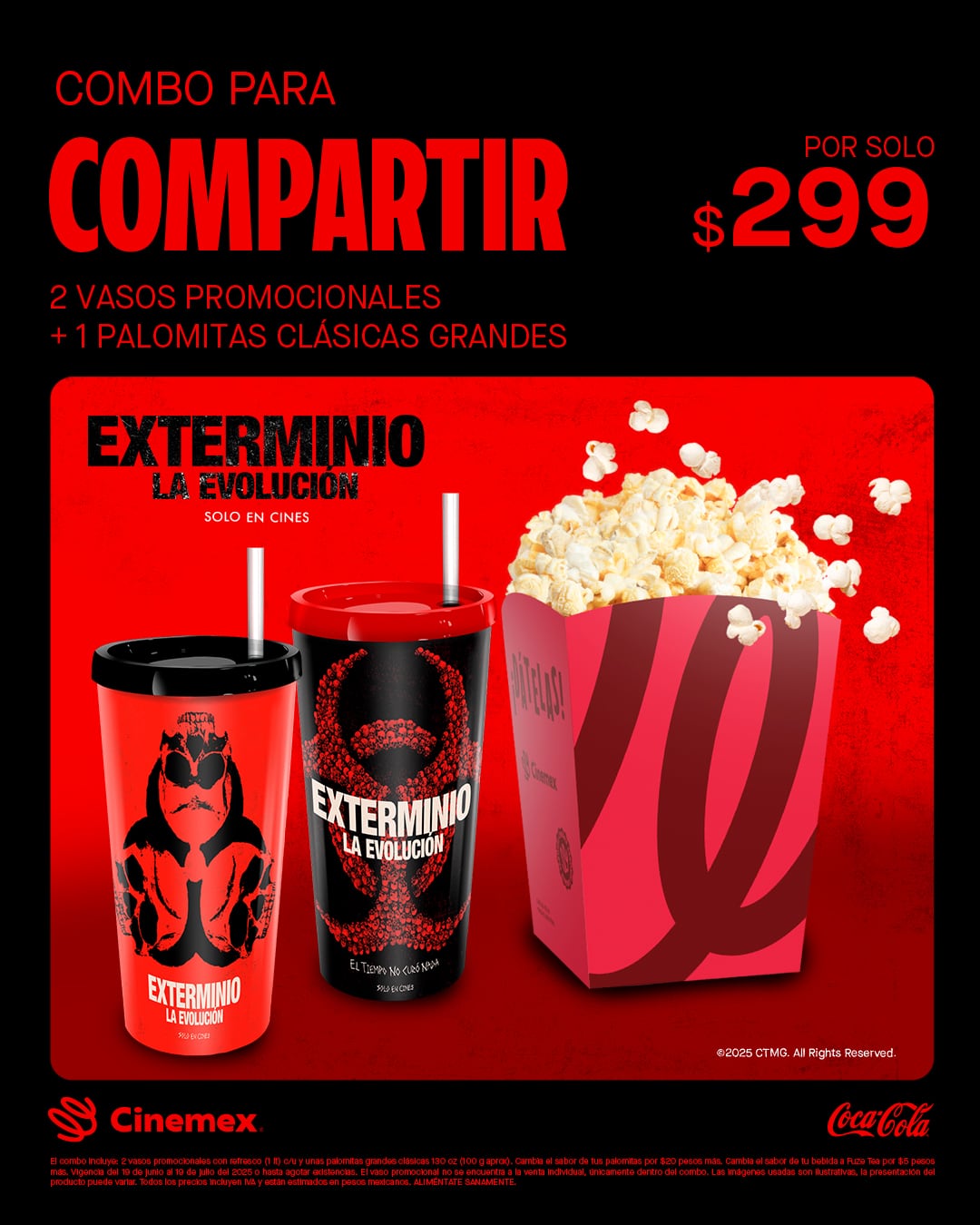 Combo para compartir de Exterminio: La evolución en Cinemex