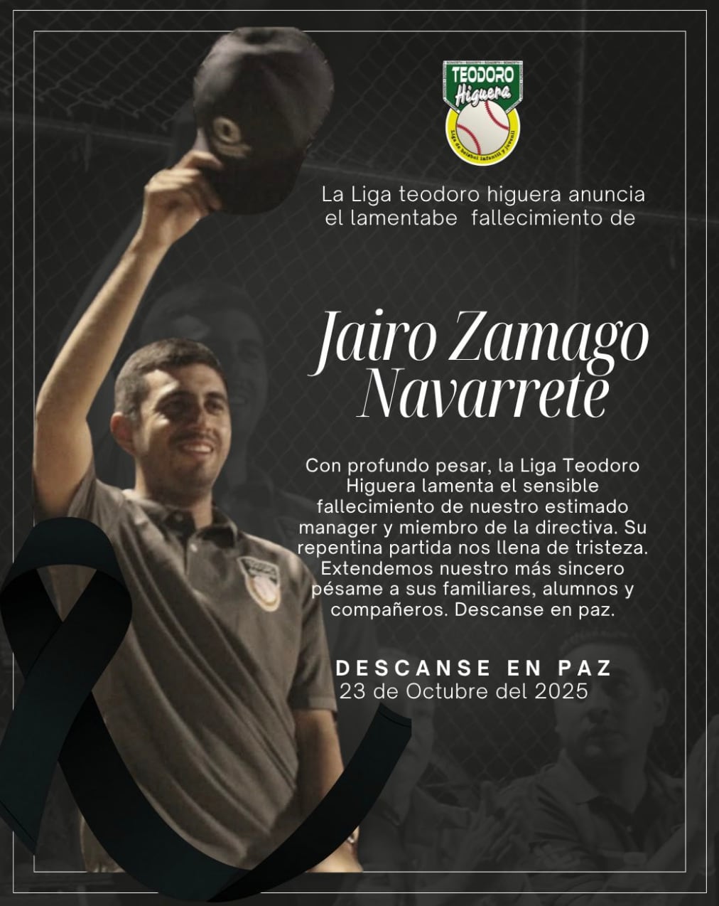 Muere el mánager de béisbol Jairo Zamago Navarrete