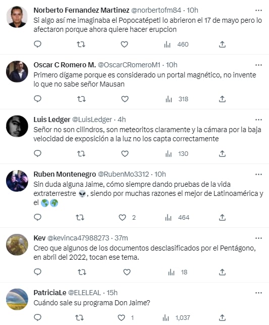 Reacciones a Jaime Maussan asegurando que el Volcán Popocatépetl debe estudiarse como un portal OVNI