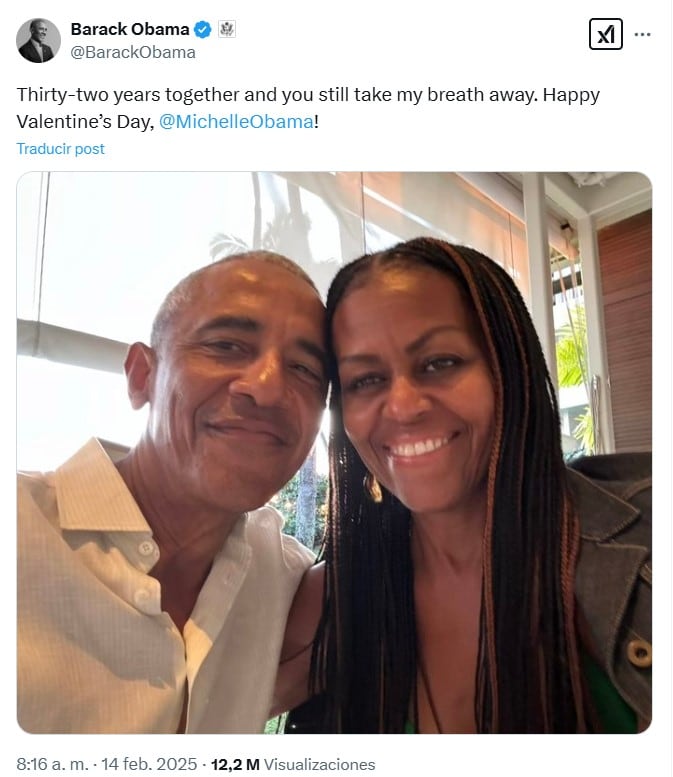Barack Obama comparte en redes sociales foto con Michelle Obama por San Valentín tras rumores de romance con Jennifer Aniston
