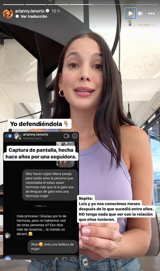 Ary Tenorio, novia de Luisito Comunica, demuestra que defendió a Cynthia Velázquez.