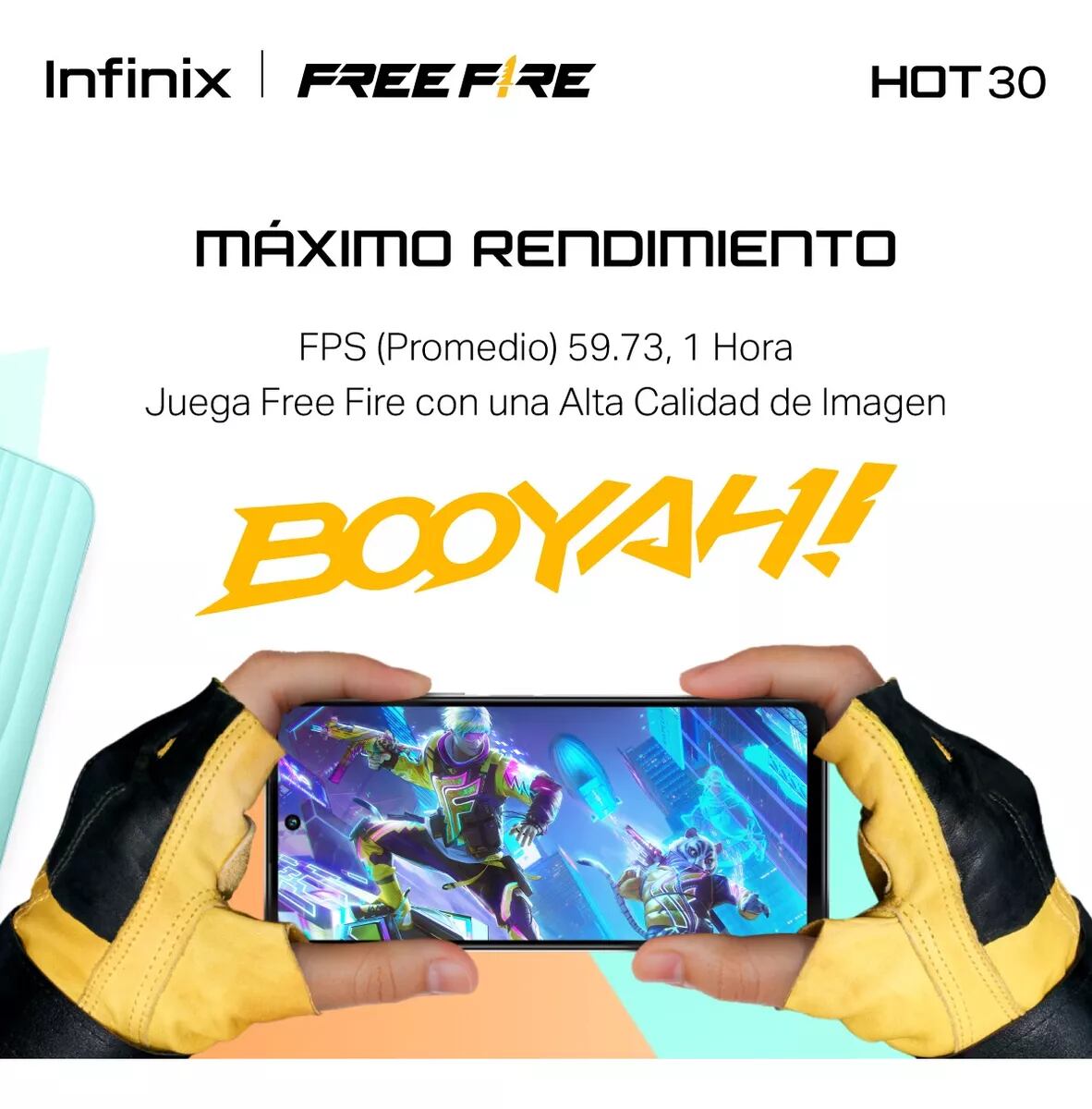 Celular Infinix Hot 30 con colaboración de Free Fire