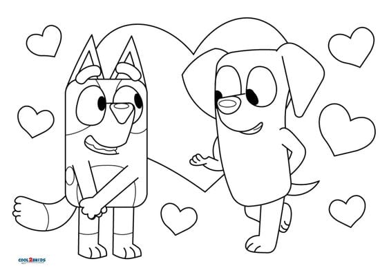 Dibujos de Bluey para San Valentín