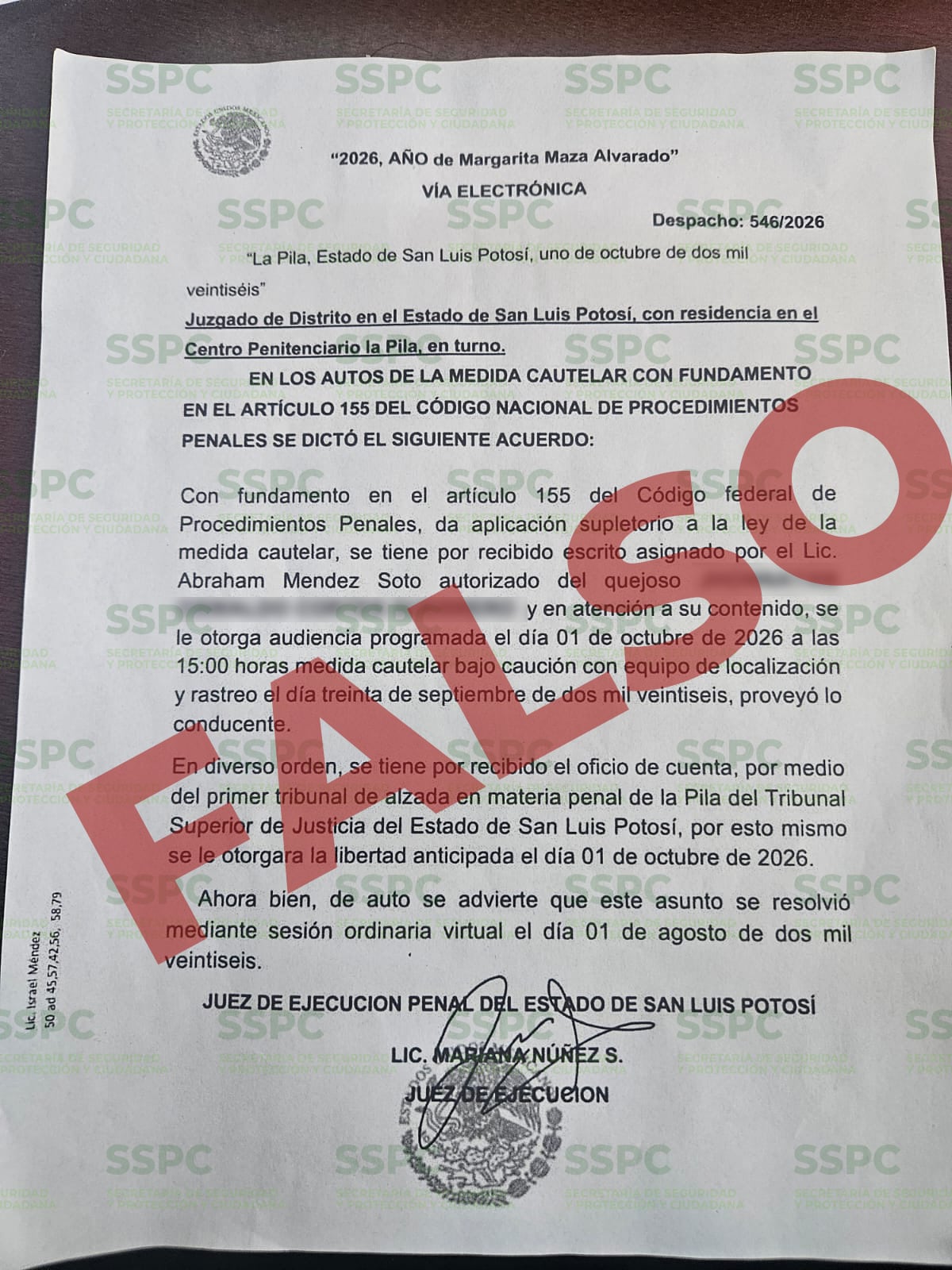SSCP alerta por fraude con falsas promesas de liberación