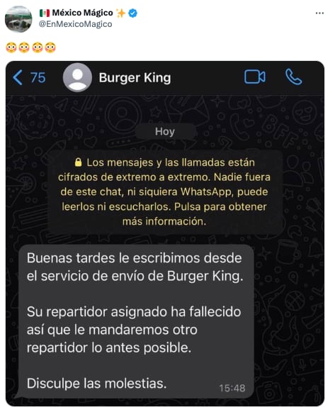Mensaje de Burger King