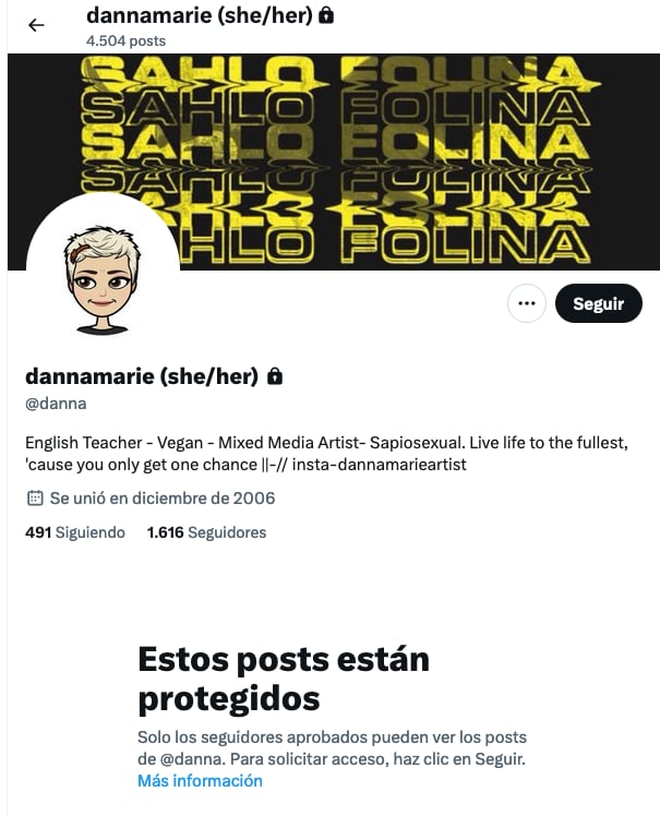 Usuaria de X que no le quiso dar su nombre a Danna Paola privatiza su cuenta.