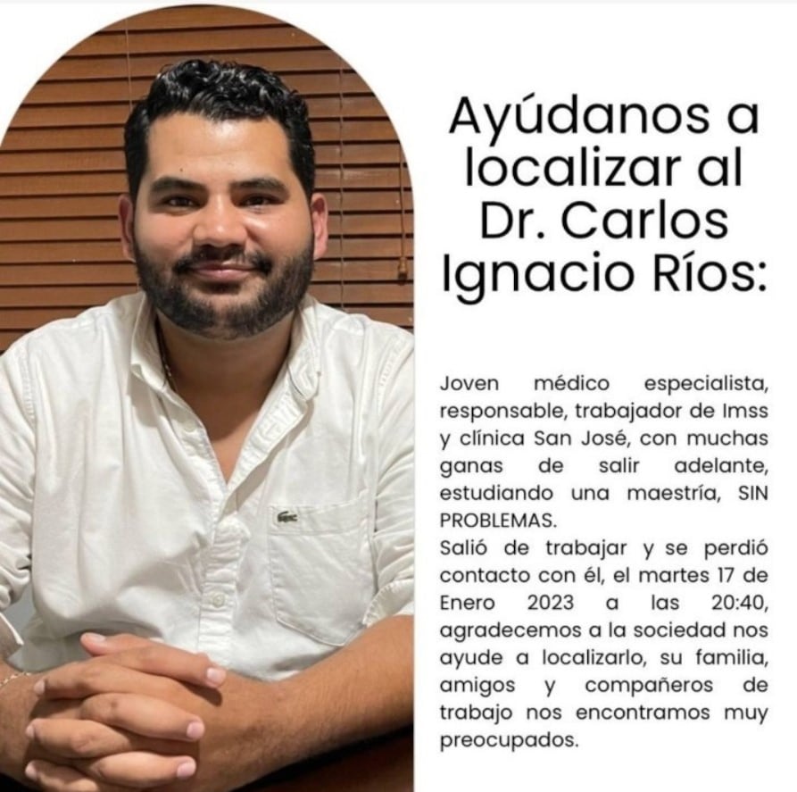 Carlos Ignacio Ríos, médico del IMSS desaparecido