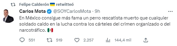 Felipe Calderón prefiere opinar de Proteo, el perro rescatista