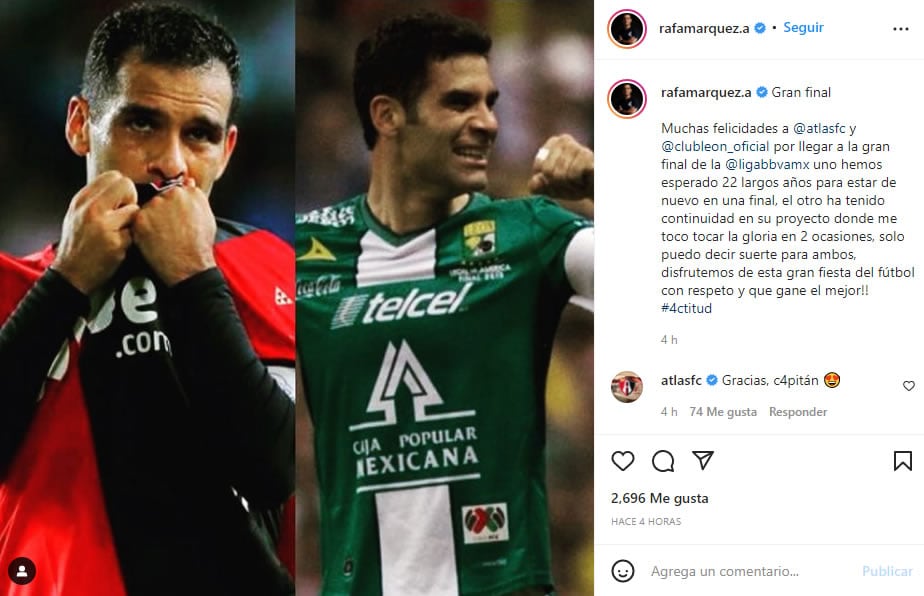 Rafael Márquez manda mensaje al Atlas FC y Club León
