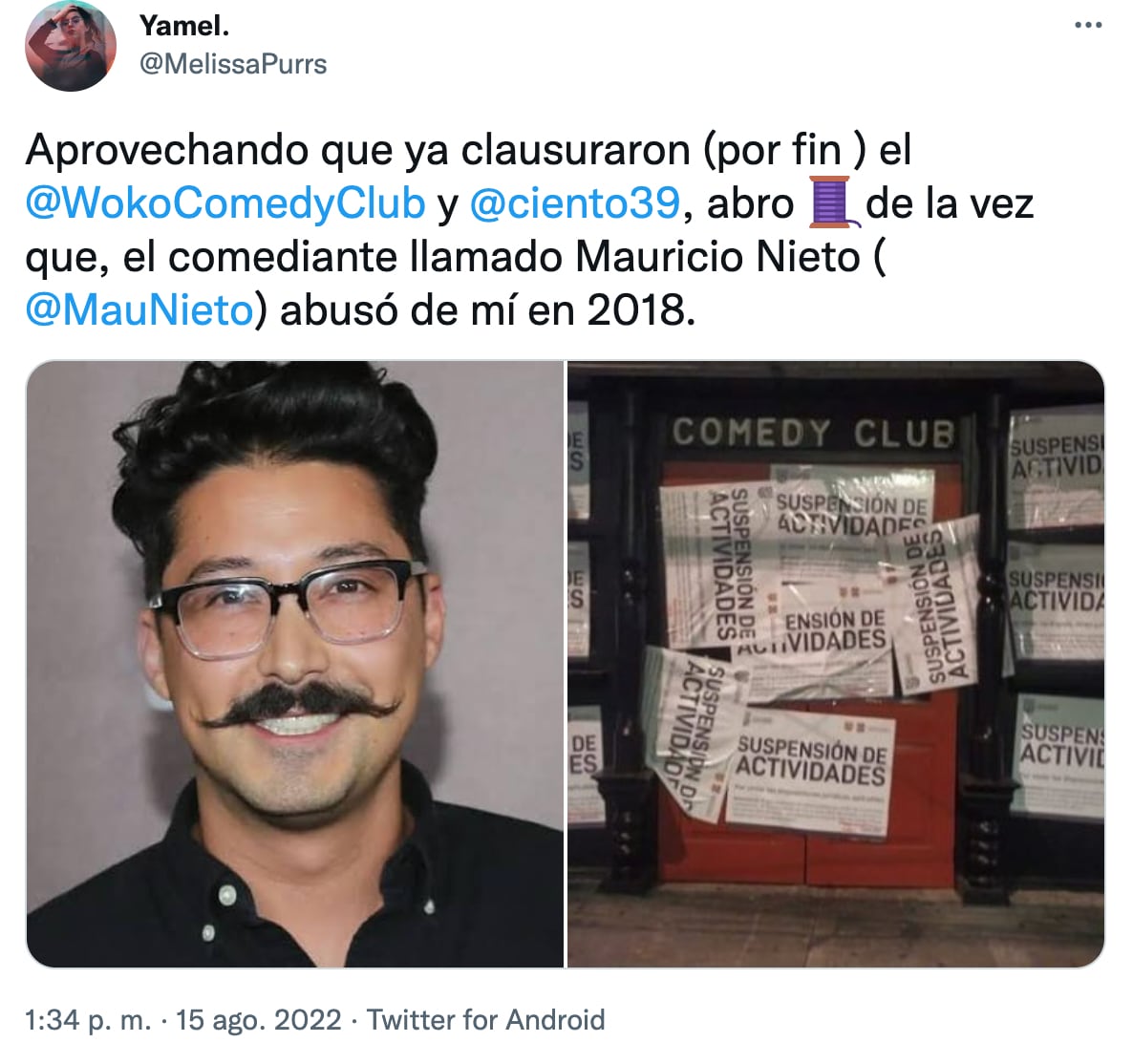Melissa Purrs acusa a Mau Nieto de abuso sexual