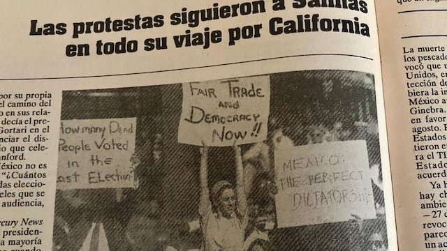 La joven Claudia Sheinbaum protesta en Estados Unidos contra Salinas en 1991